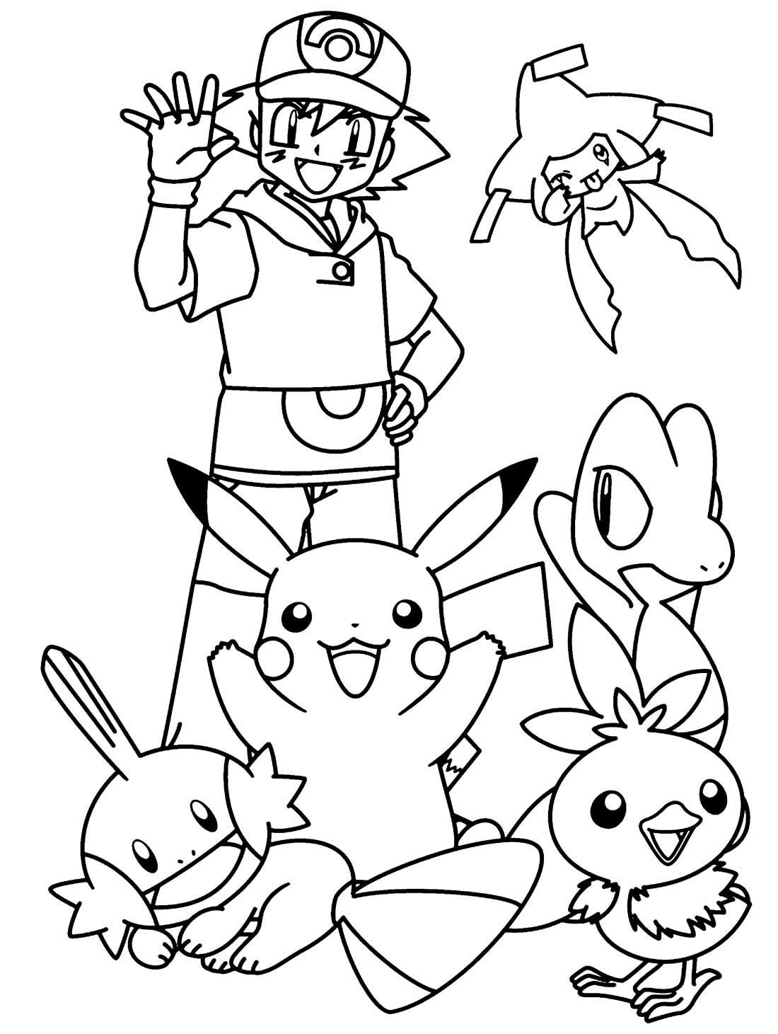 Desenho de Ash e Pikachu para colorir - Tudodesenhos