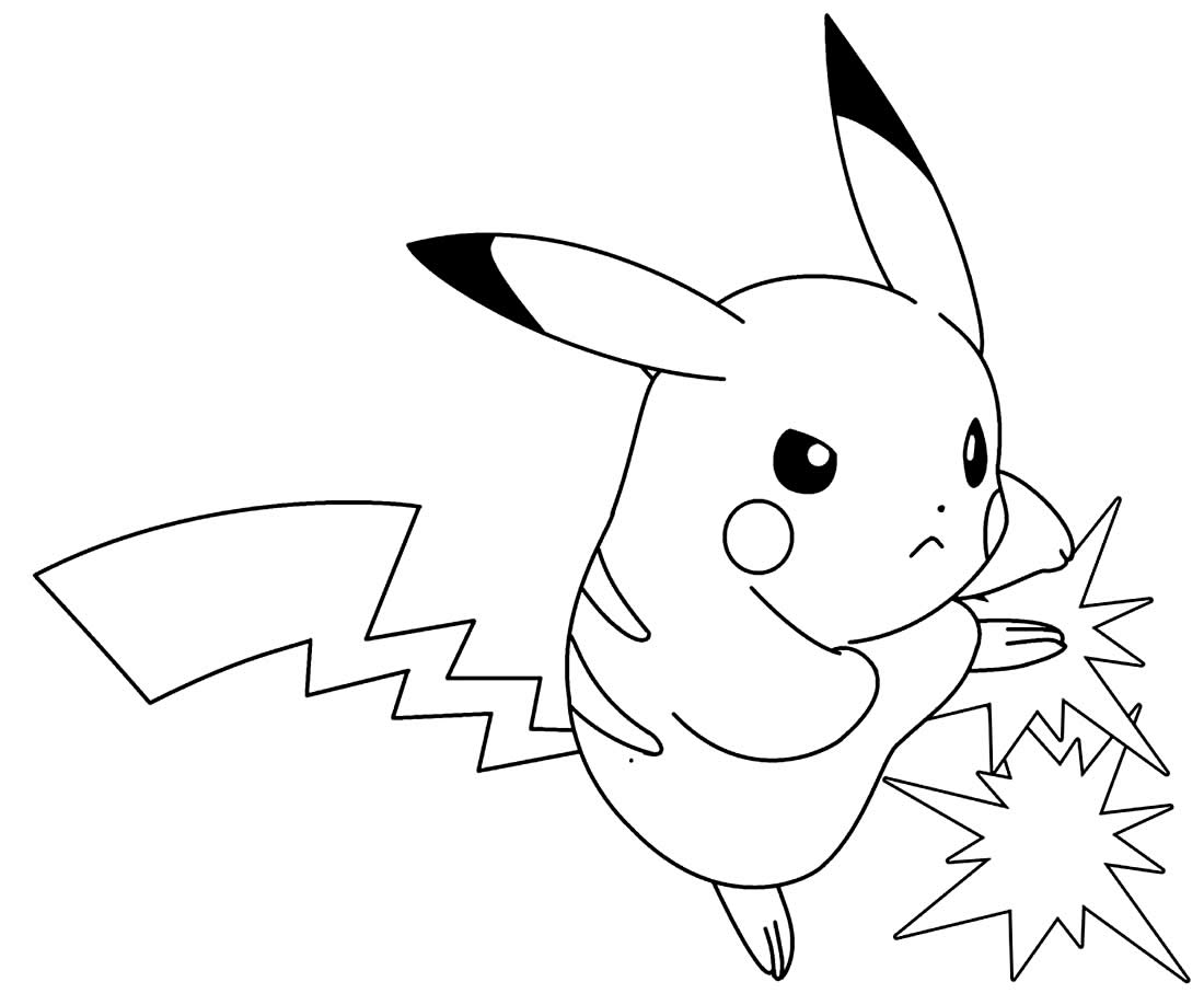 Desenhos para colorir de Pikachu pronto para lutar - Desenhos para