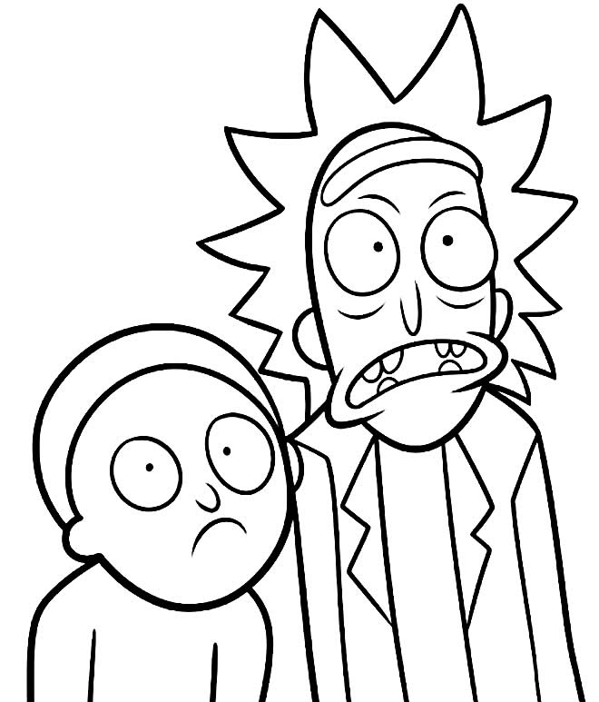 Desenho para colorir de Rick e Morty
