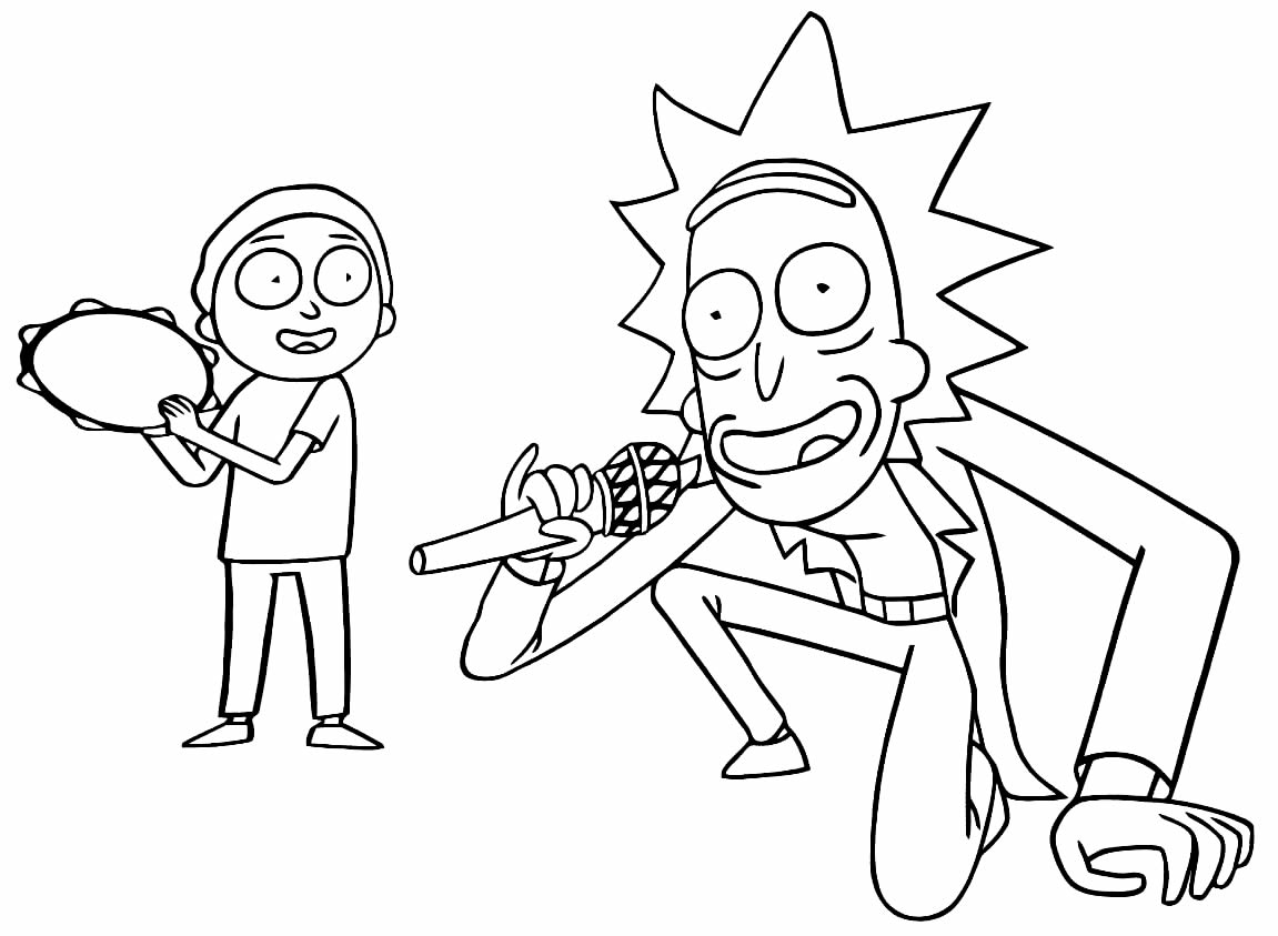 Desenho para pintar de Rick e Morty