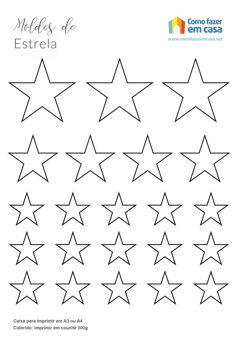 30+ Desenhos de Estrela de Natal para pintar - Como fazer em casa