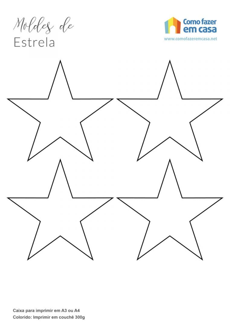 30+ Desenhos de Estrela de Natal para pintar - Como fazer em casa