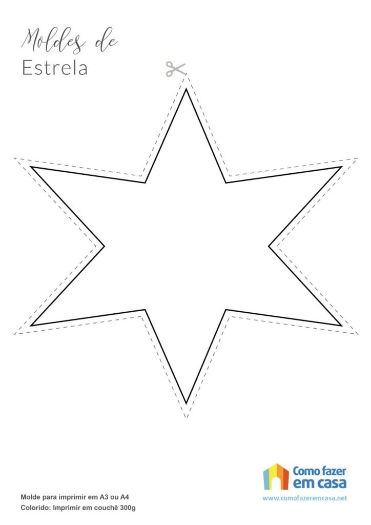 Molde de estrela para imprimir estrelas de 8 pontas