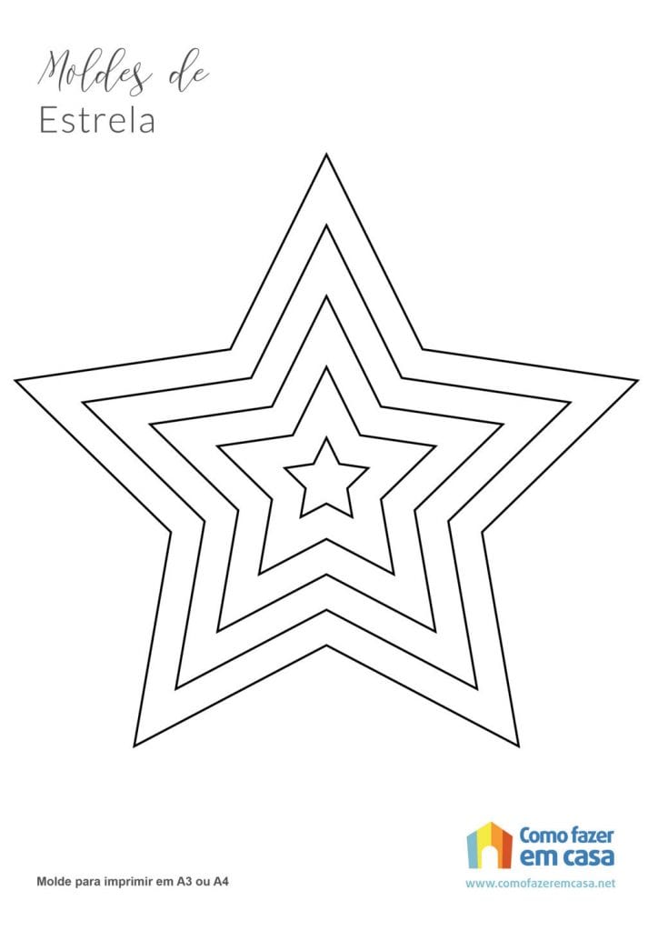 Molde de estrela para imprimir estrelas de 5 pontas