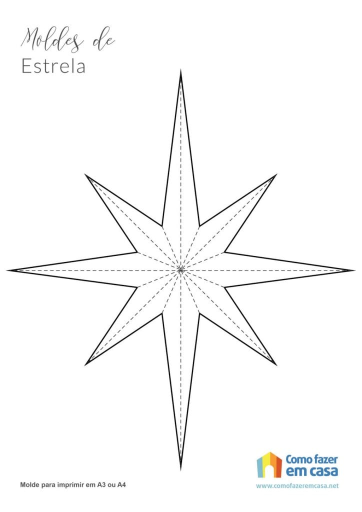 Molde de estrela para imprimir rosa dos ventos