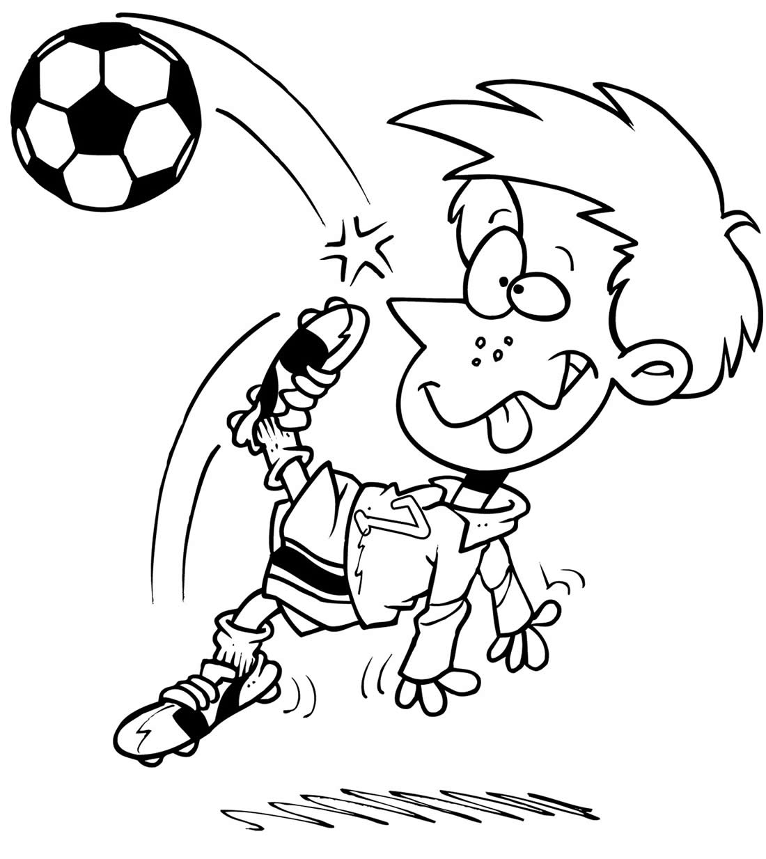 Desenho de jogador e bola de futebol para colorir