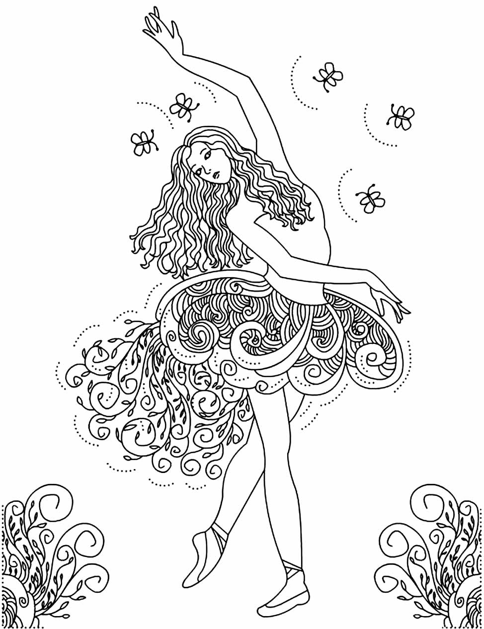 Desenho de Bailarina para colorir e pintar