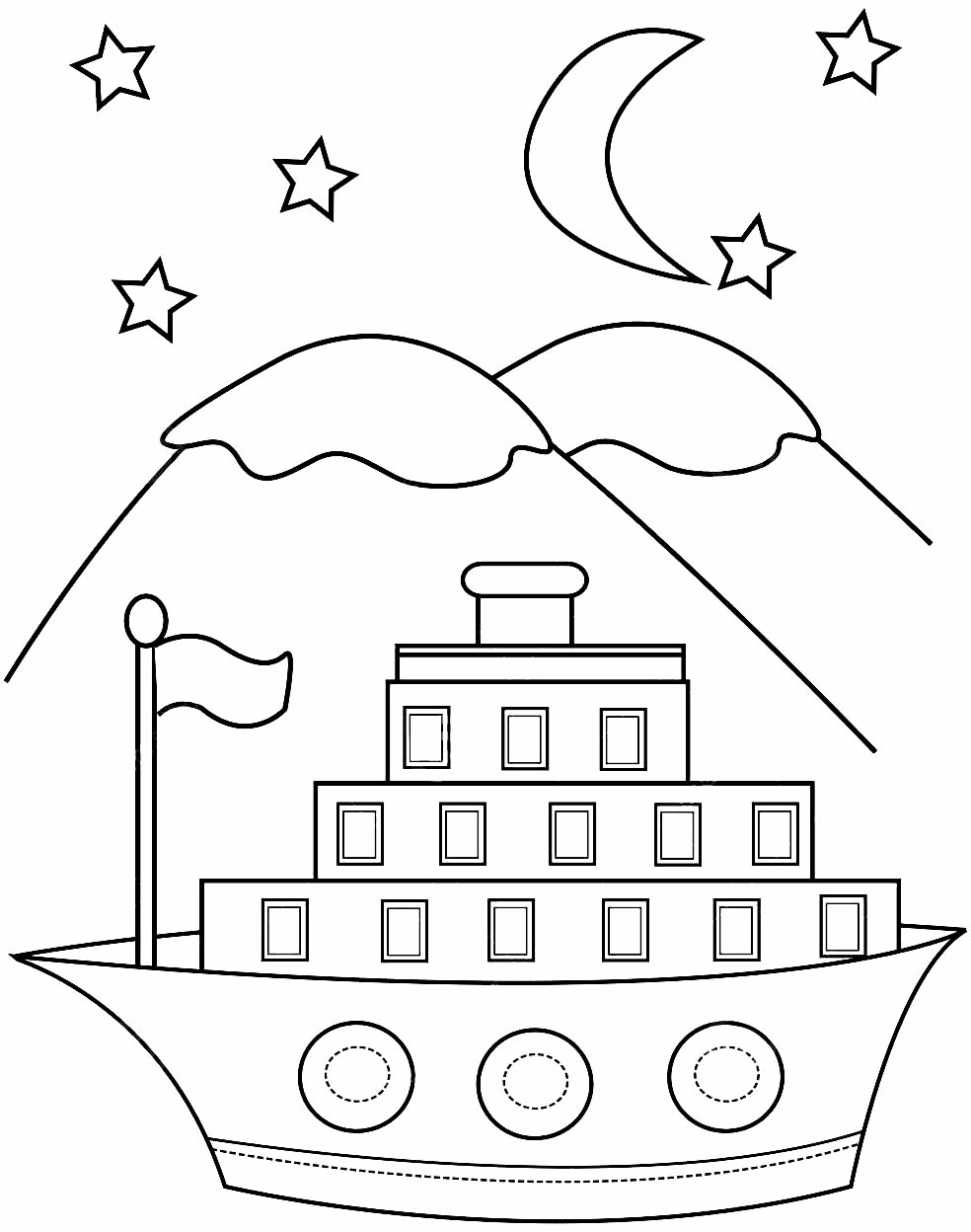 Desenho de navio para colorir