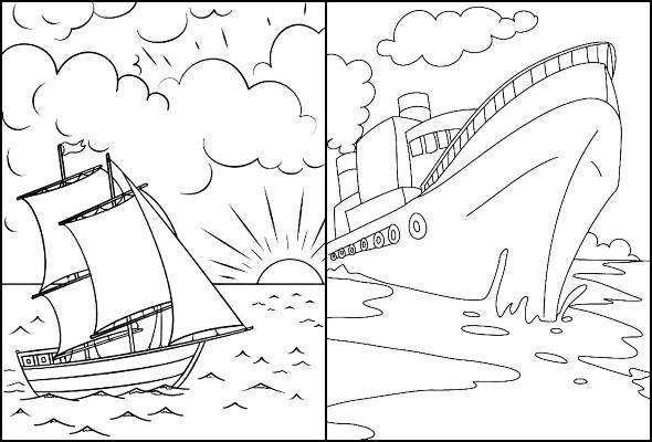 Desenhos de barcos e navios para colorir