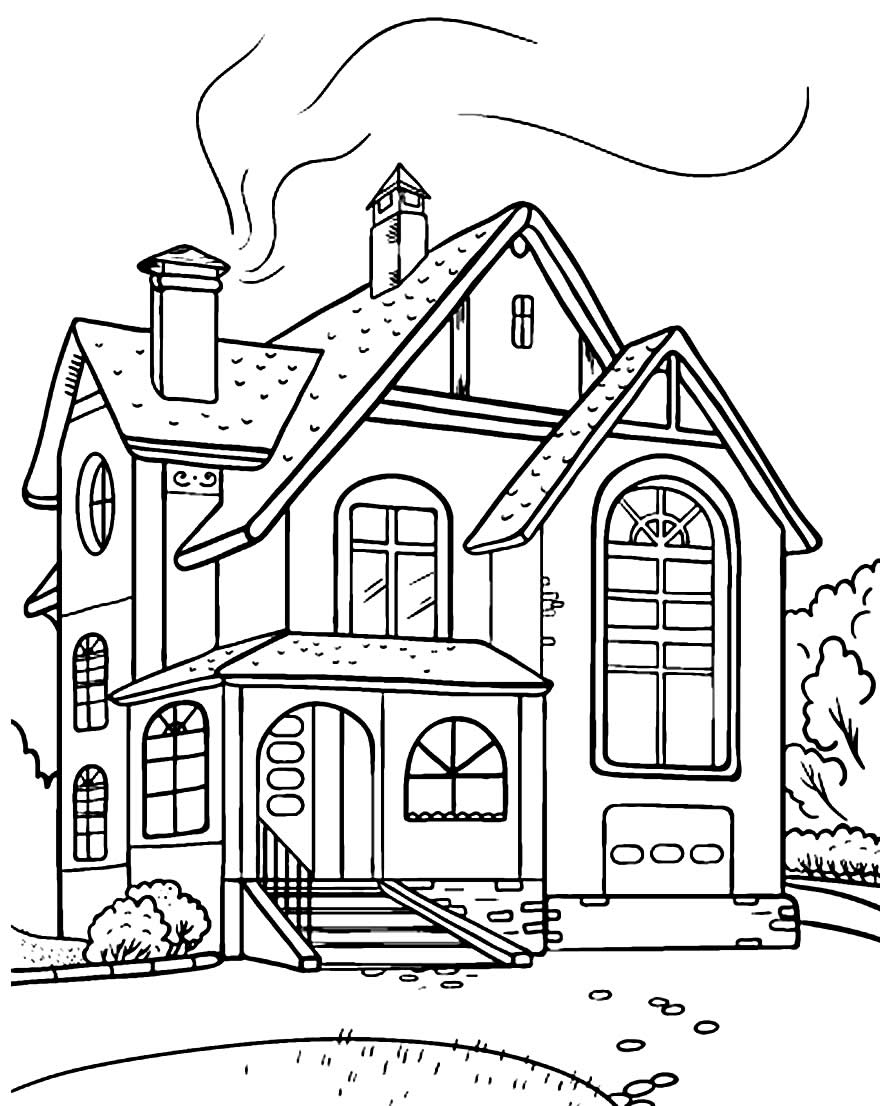 Desenho de casa para pintar e colorir