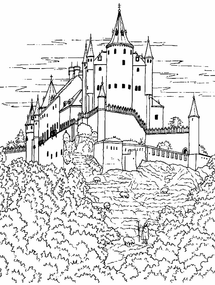Desenho de castelo para pintar