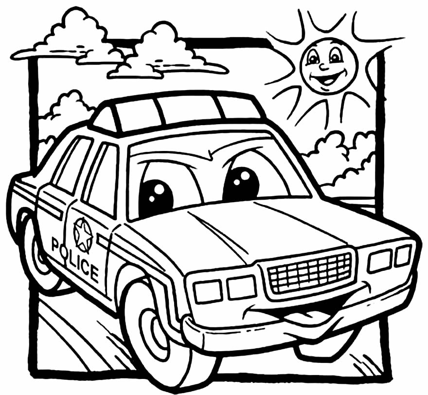 Desenhos para colorir de carros de polícia para crianças