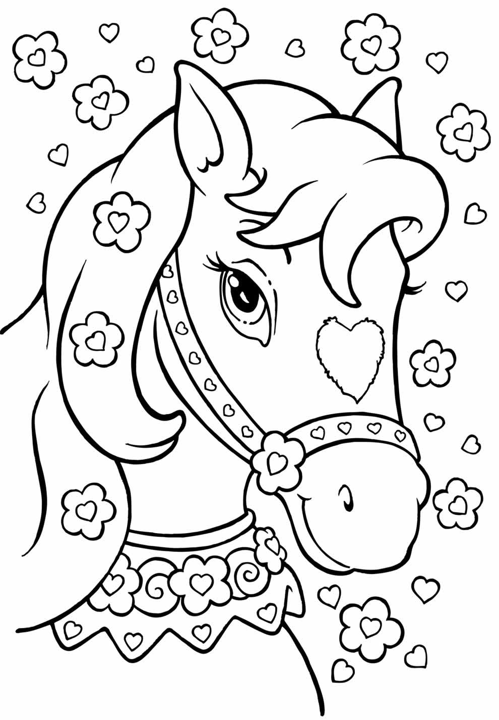 Desenhos de Cavalo Fofo para Colorir e Imprimir 