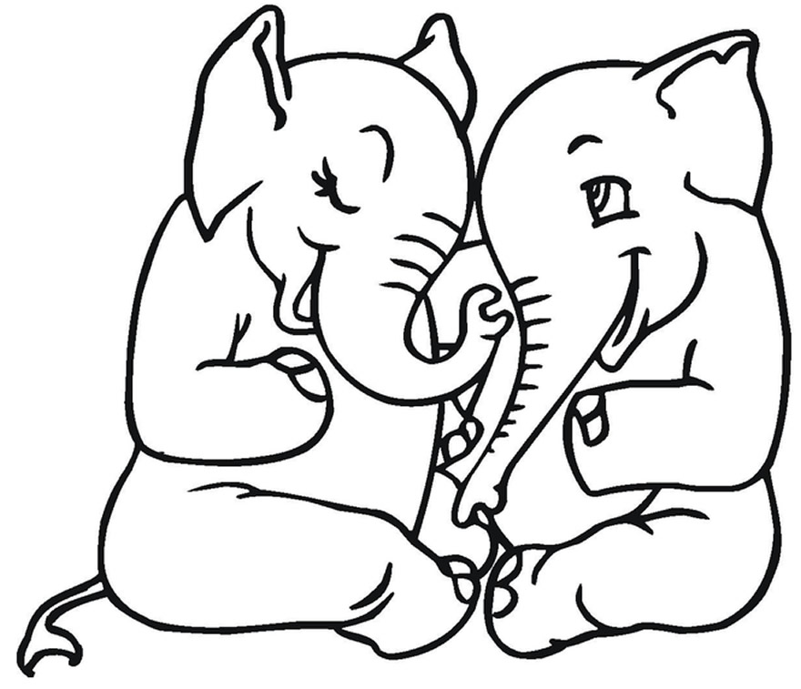 Desenho de elefantes para colorir