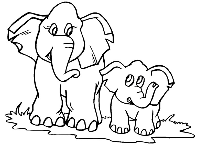 Desenho de elefantes para colorir