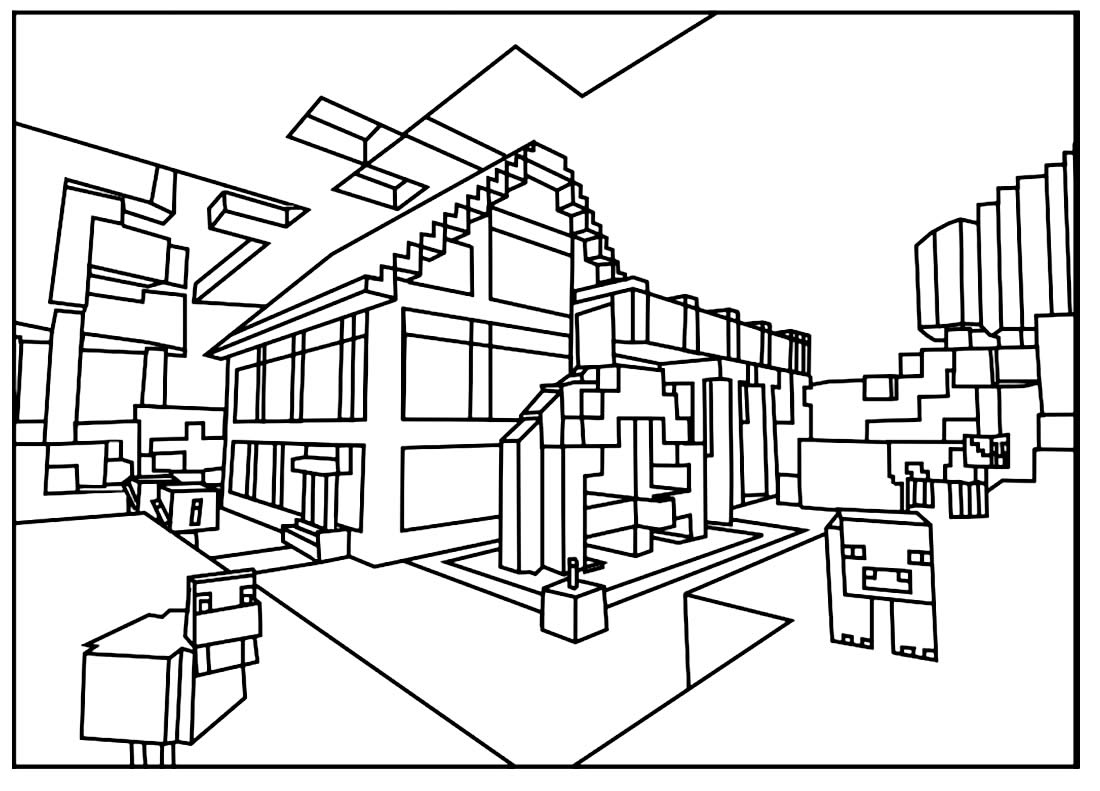 Desenho de Minecraft Cenário de Luta para colorir