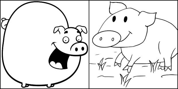20 desenhos de porquinhos para colorir