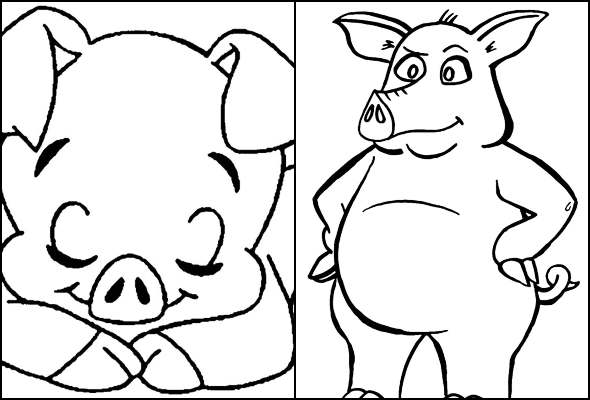 20 desenhos de porquinhos para colorir
