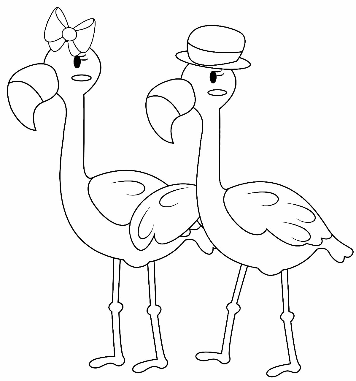 Desenho de Flamingos para pintar