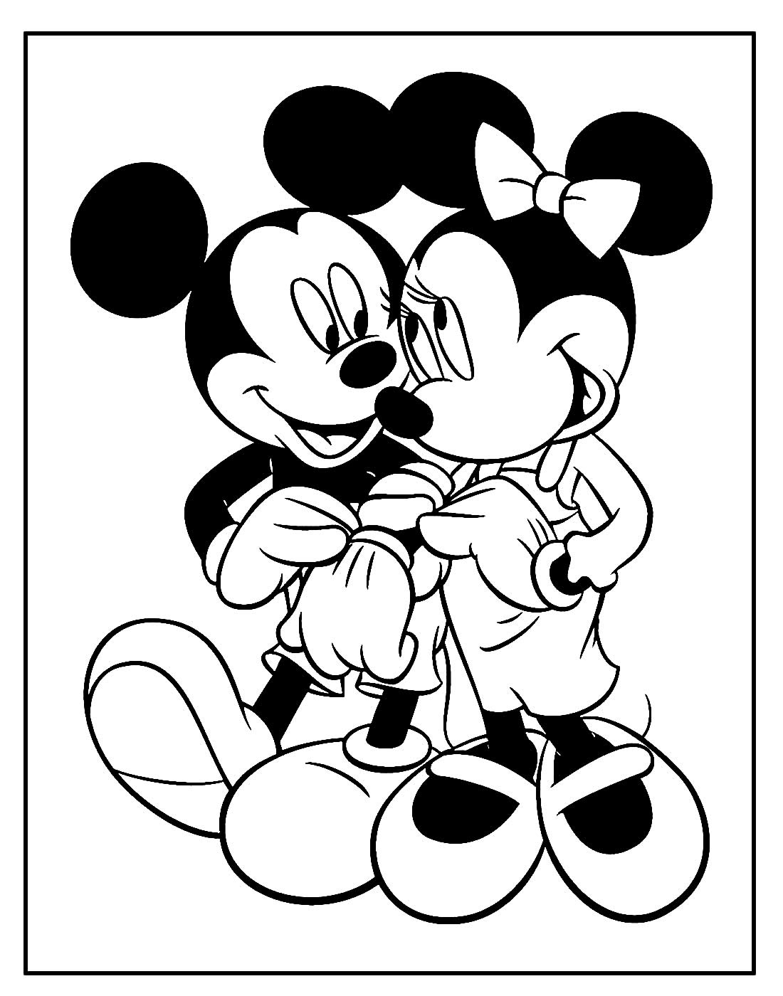 Desenho da Minnie e o Mickey para colorir