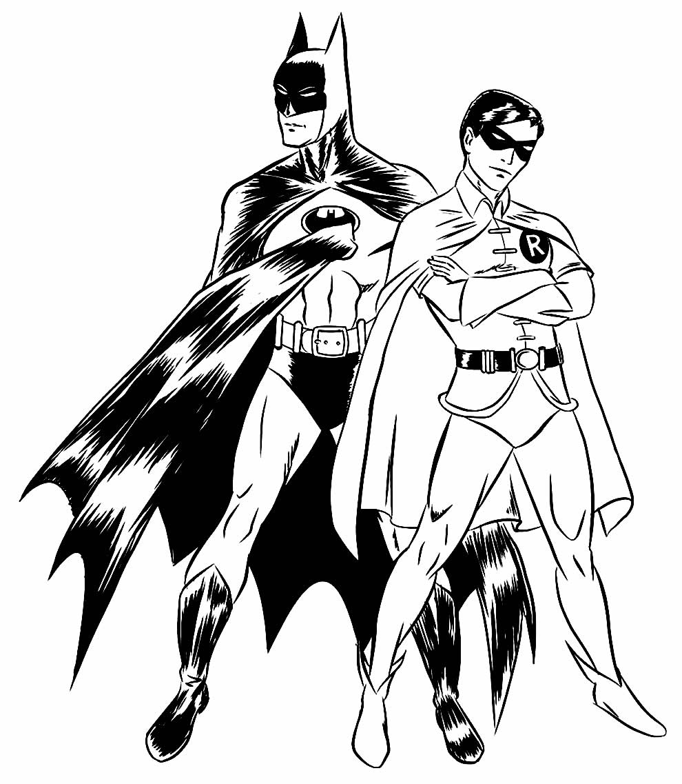 Desenho para colorir de Batman e Robin