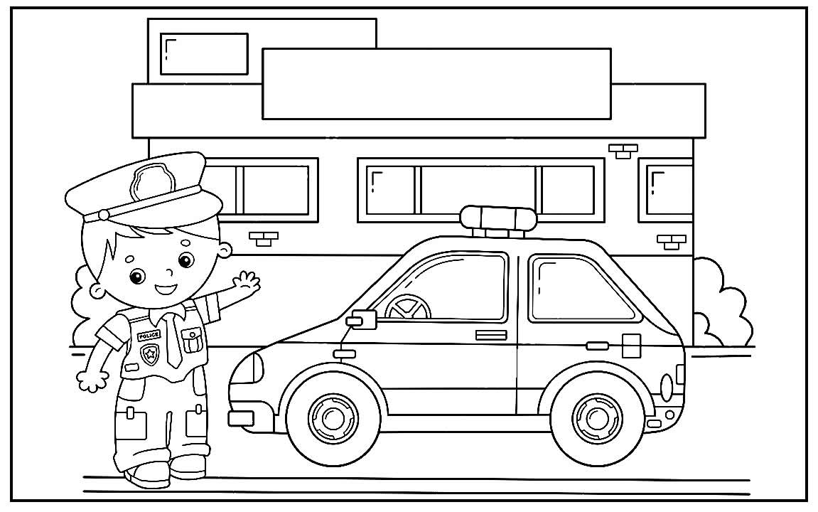 Desenhos Moto. Carros de policia infantil. Desenho da policia em