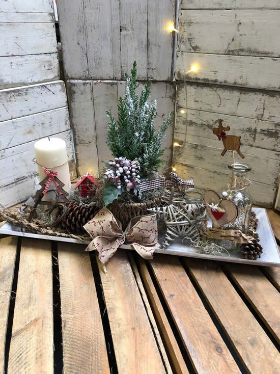 Mesa decorada para o Natal