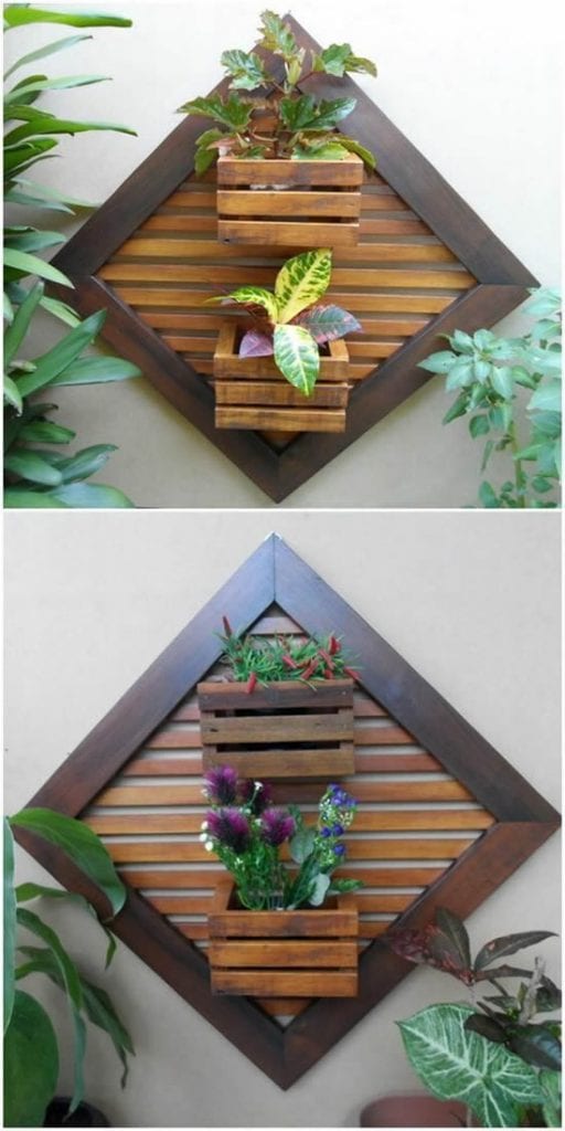 Painel de madeira para jardim vertical