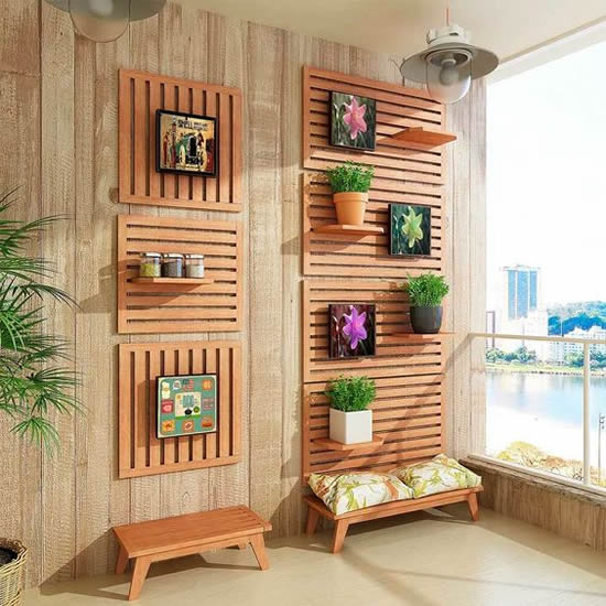 Painel de madeira para jardim vertical