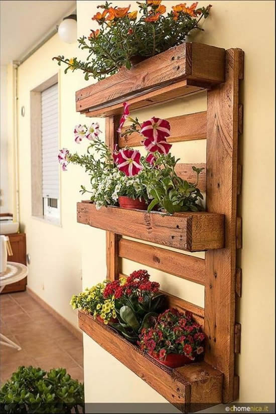 Painel de madeira para jardim vertical