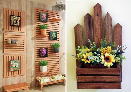 Painel de madeira para jardim vertical