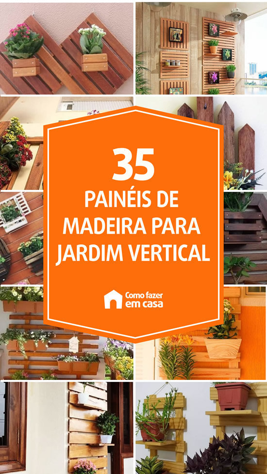 Painel de madeira para jardim vertical