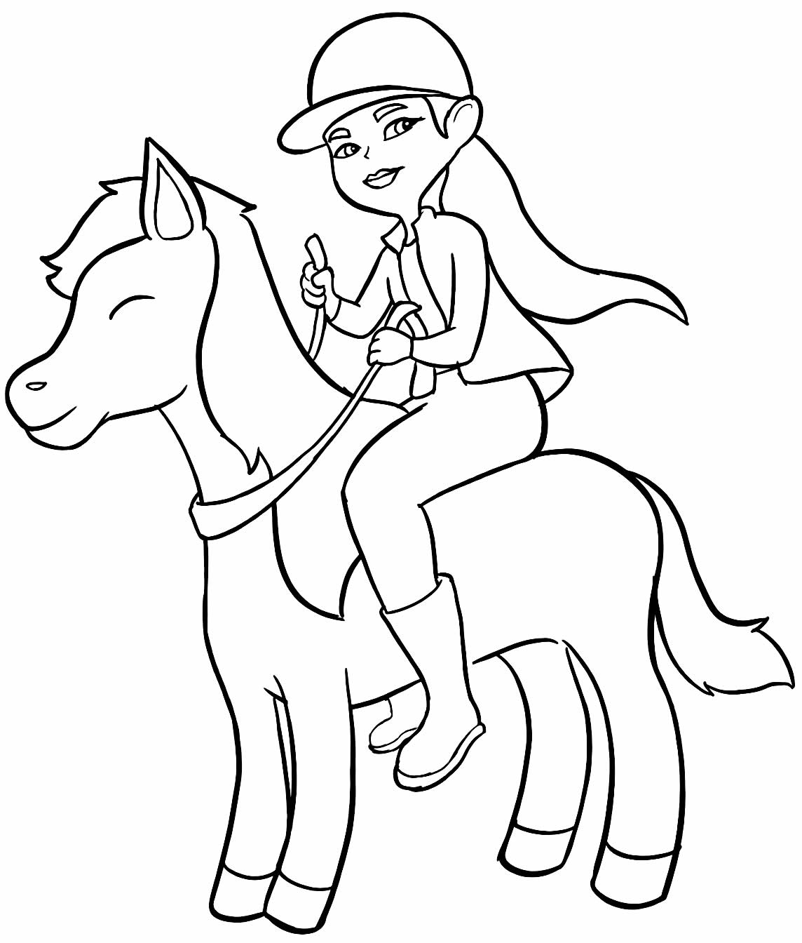 Desenho de Menina e cavalo para Colorir - Colorir.com