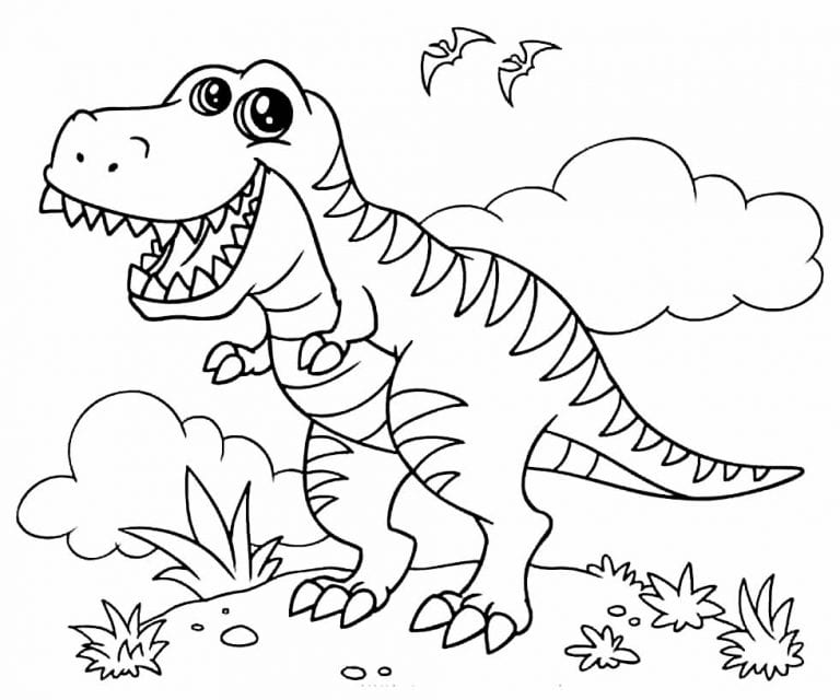 50+ Desenhos de T-Rex para colorir e imprimir - Como fazer em casa