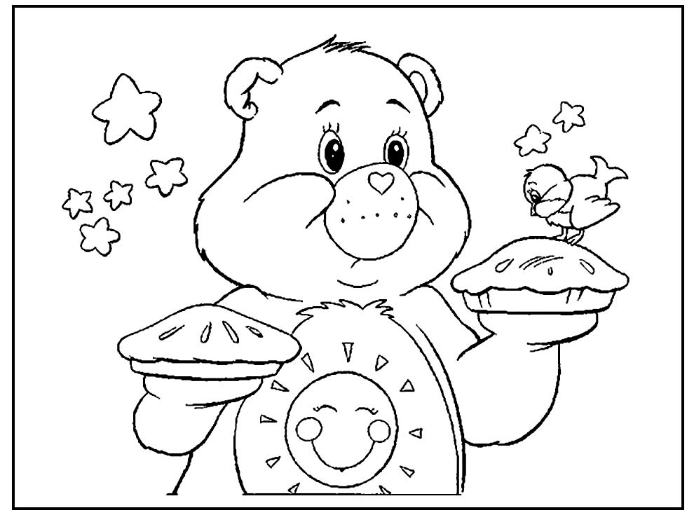 Página para colorir dos Ursinhos Carinhosos