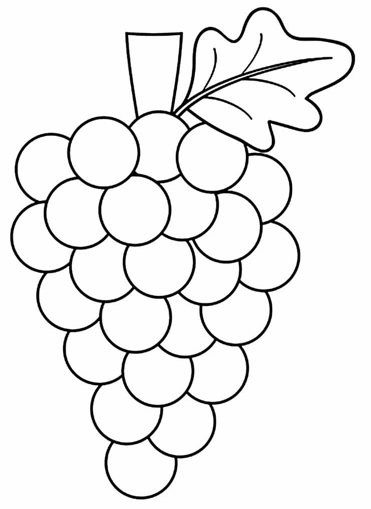 Desenho de Uvas para pintar e colorir
