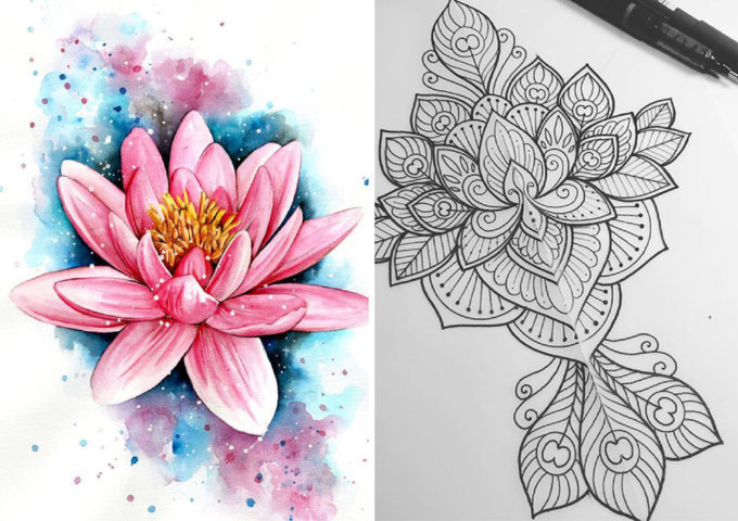 Desenhos de flor de lotus para colorir