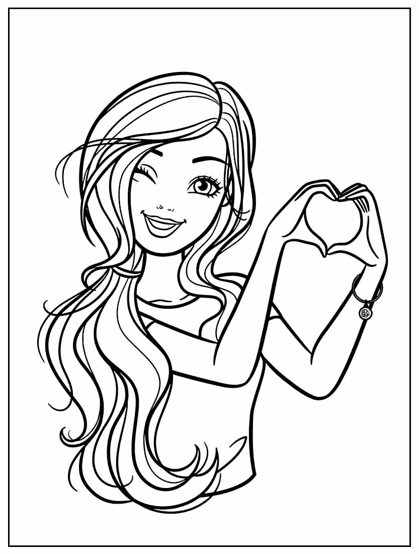 Desenhos de Feliz Barbie para Colorir e Imprimir 