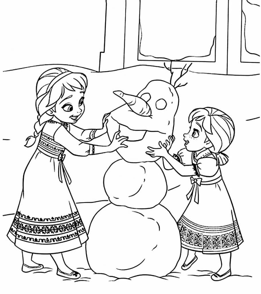Desenho para colorir do Olaf e da Frozen