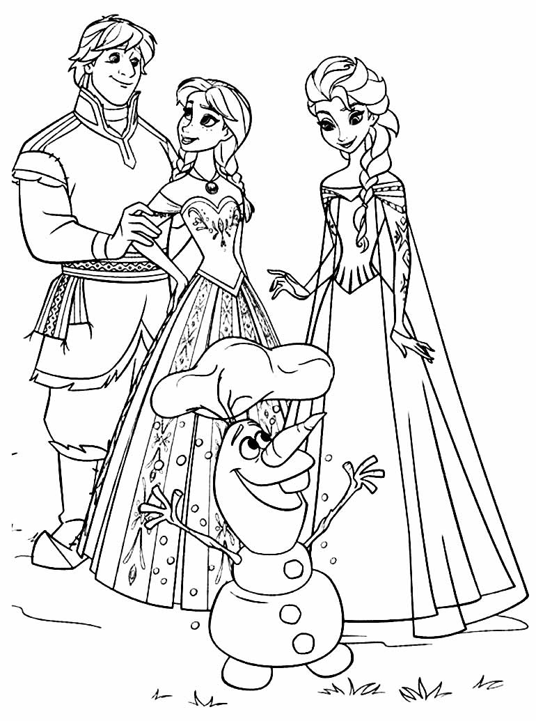 Desenho de Olaf e da Frozen para pintar