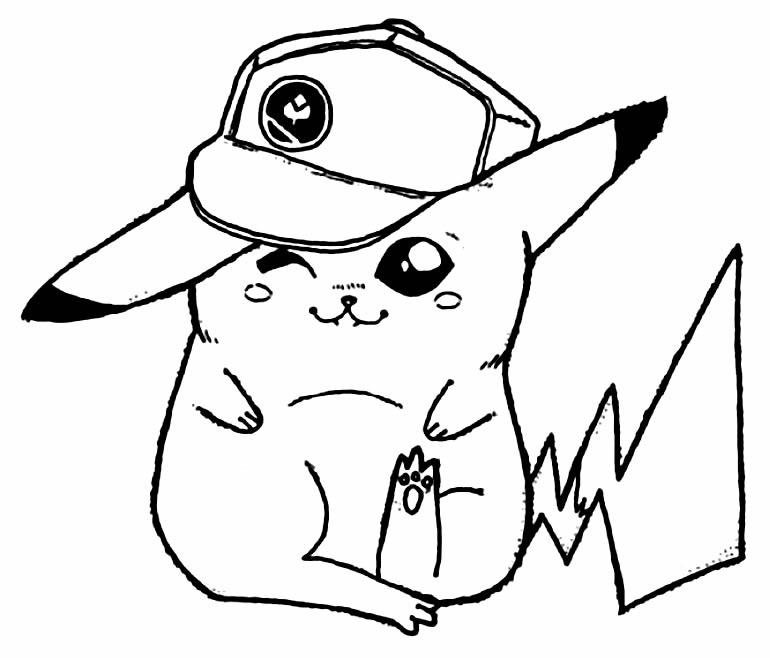 Resultado de imagem para pikachu com bone para colorir