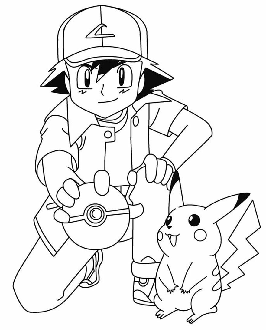 Pikachu e Ash para colorir