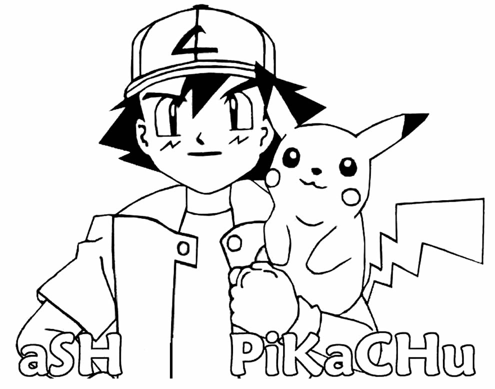 Pikachu e Ash para pintar