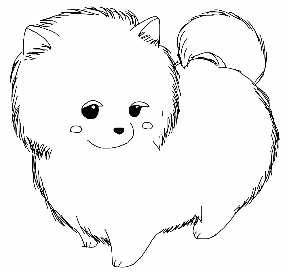 Desenho de cachorrinho kawaii para colorir