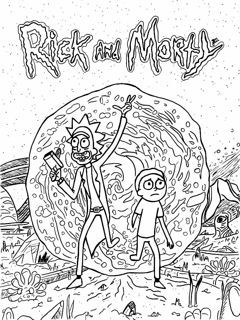 Desenho de Rick e Morty para pintar