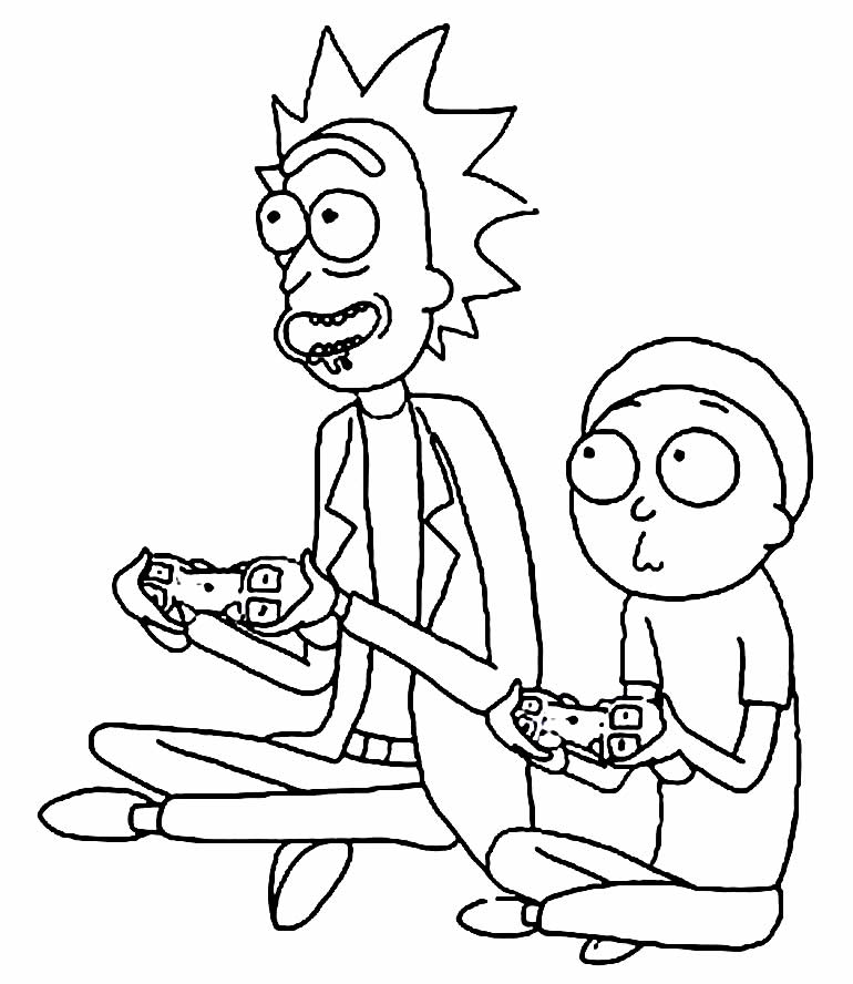 Desenho de Rick e Morty para pintar e colorir