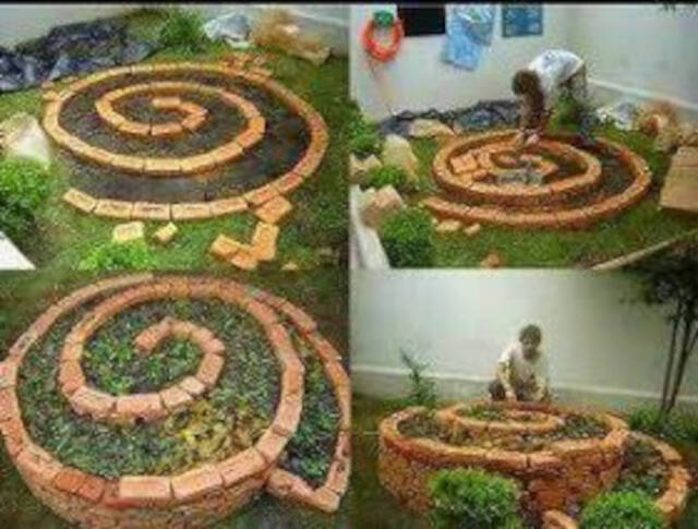 canteiro em espiral jardineira circular