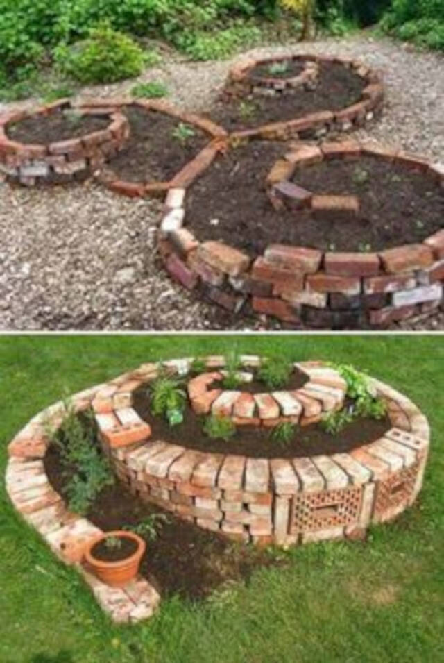 canteiro em espiral jardineira circular