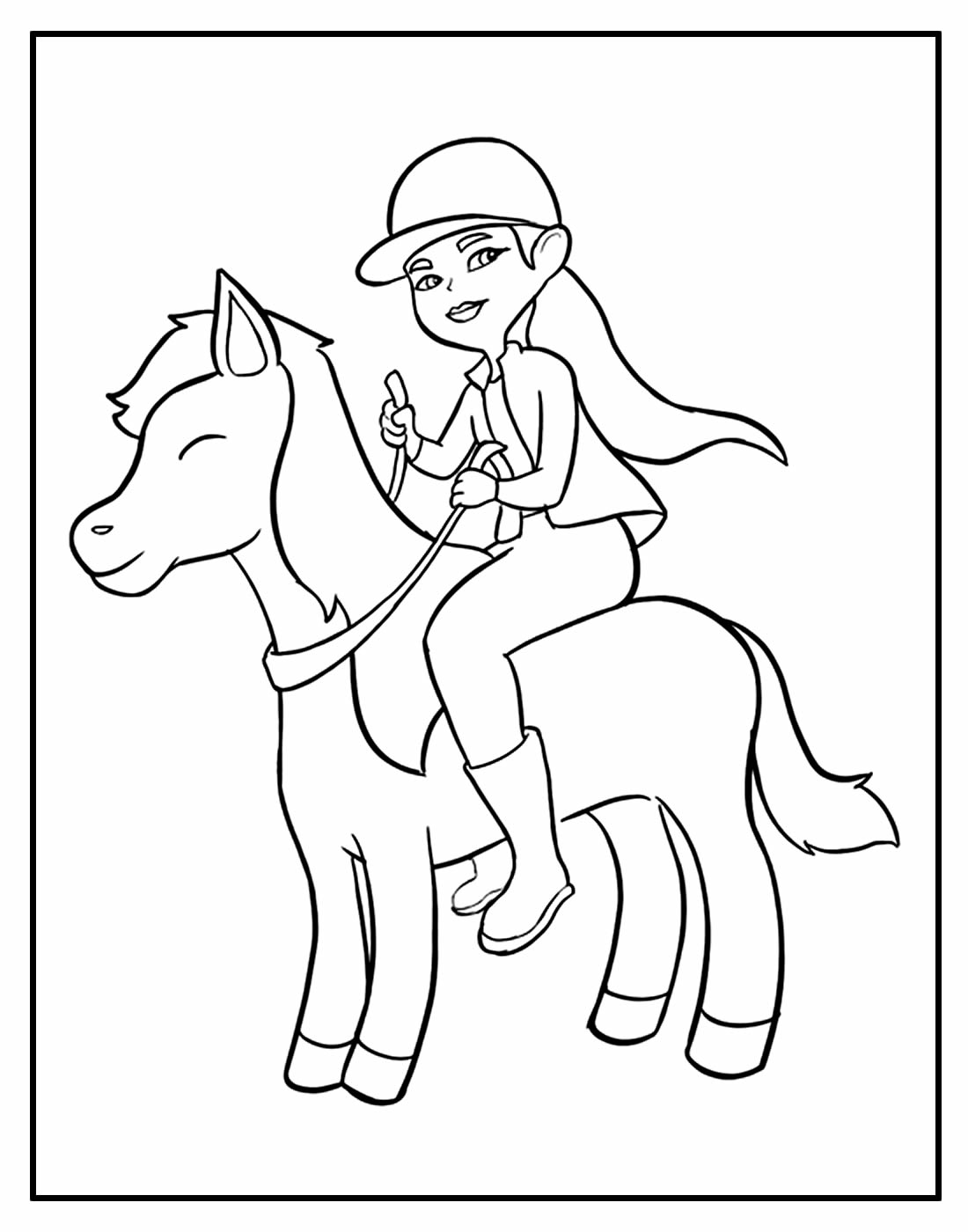 Desenho de Menina e cavalo para Colorir - Colorir.com