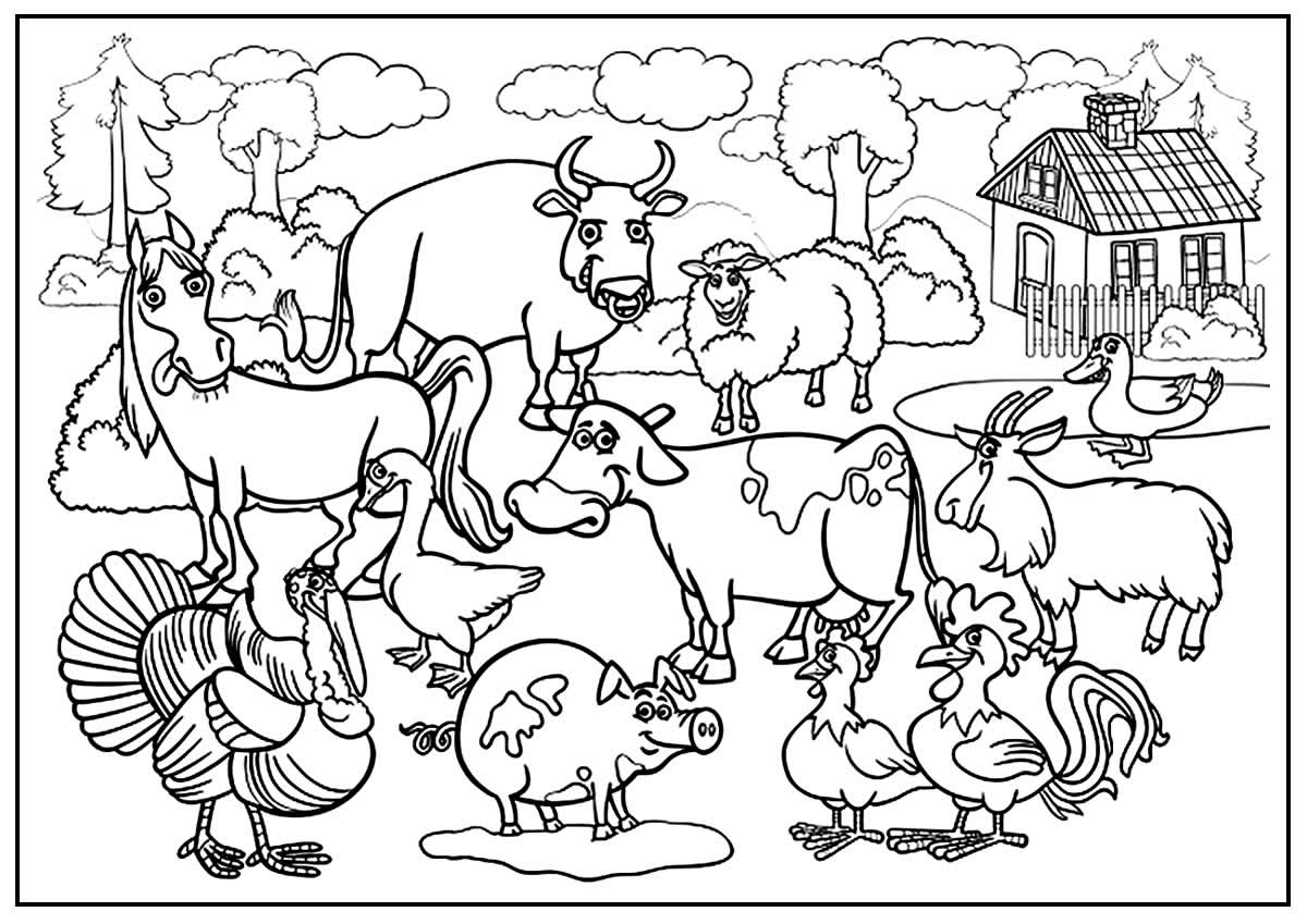 Lindo desenho para colorir de Animais da Fazenda